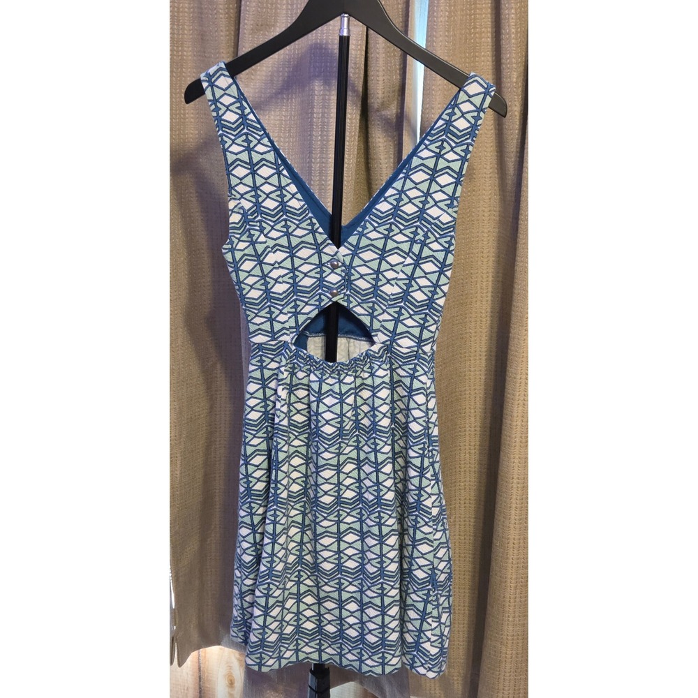 Maeve Geometric Pattern Sleeveless Dress Women's Size 0 Open Back 2 Button - Picture 2 of 10